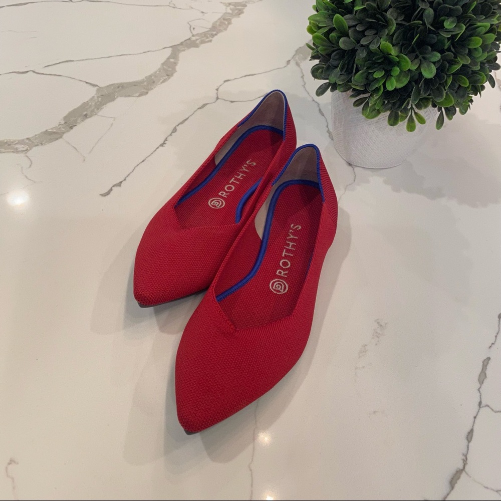 Rothy’s Red Pointed Toe Flats, Size 10